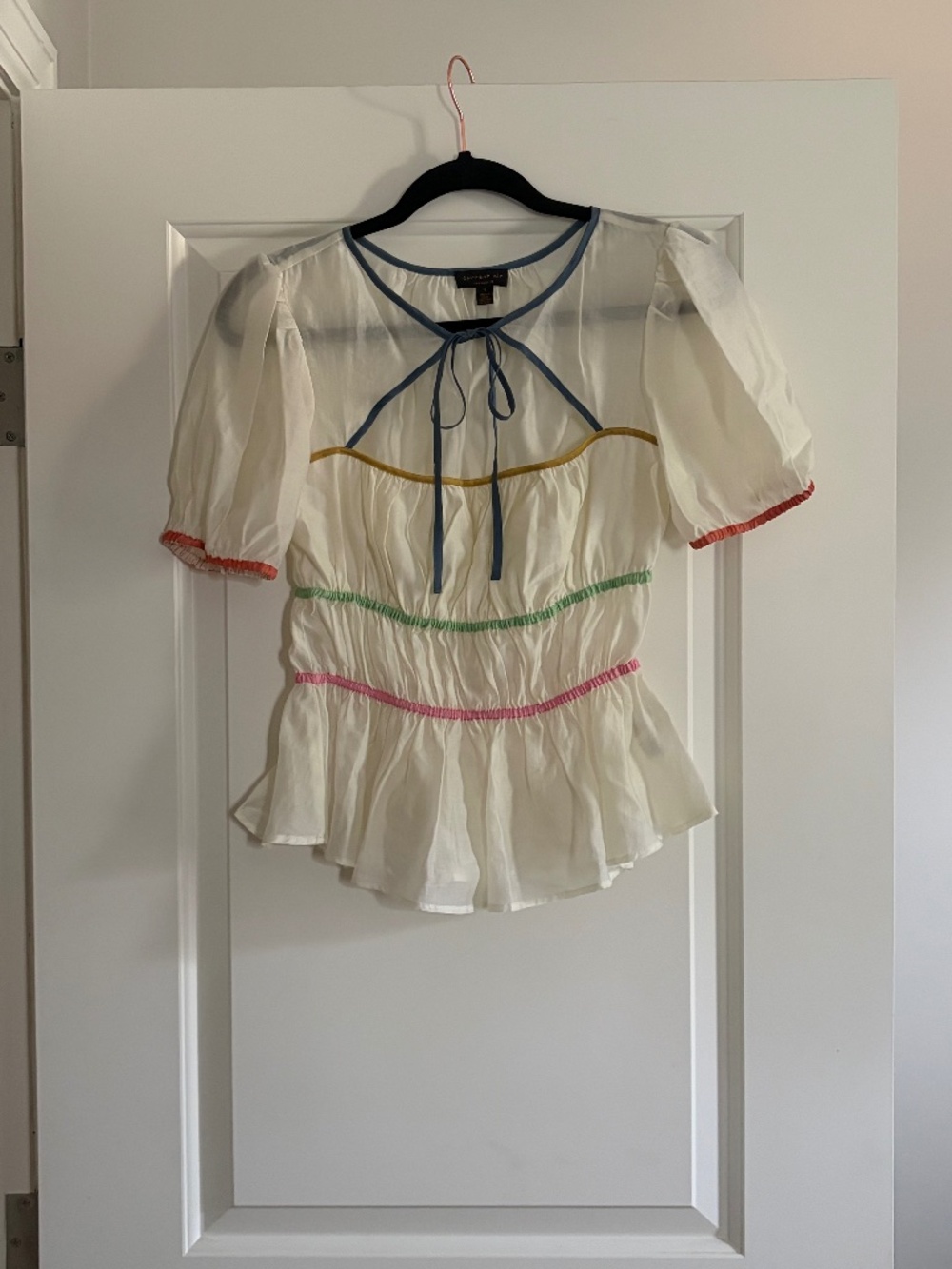 Current Air Puff Sleeve Peplum Blouse (SZ Small)